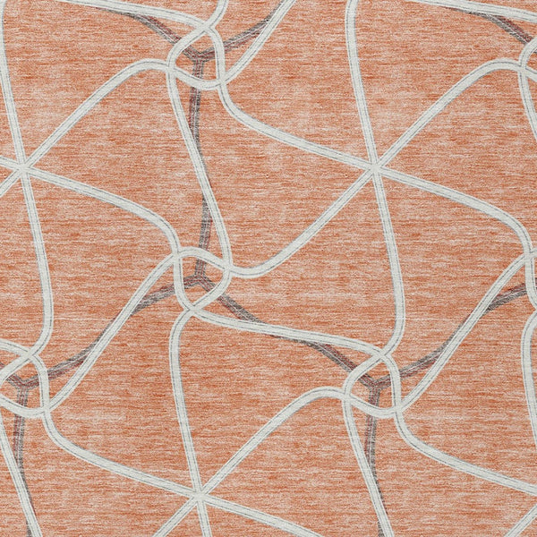 Homeroots 3' X 5' Stylish Geometric Washable Area Rug For Indoor And Outdoor Spaces – Durable & Versatile Salmon Polyester 612903