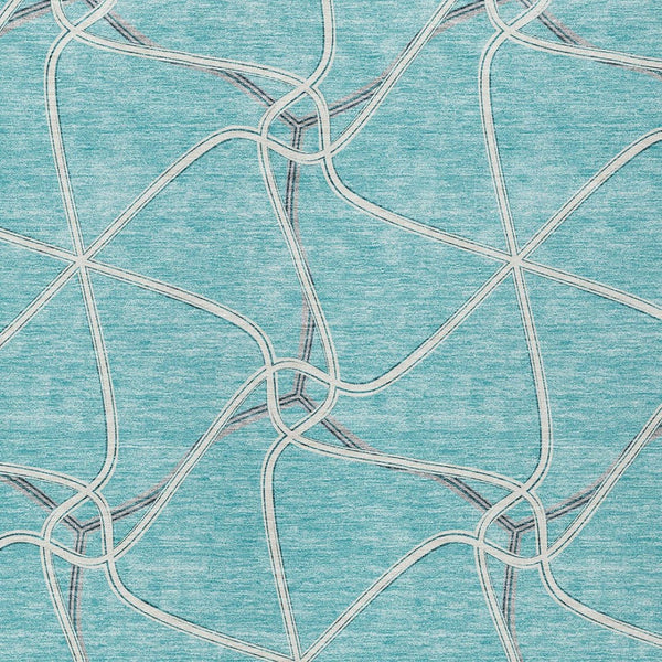 Homeroots 3' X 5' Stylish Geometric Washable Area Rug For Indoor And Outdoor Spaces – Durable & Versatile Teal Blue Polyester 612905