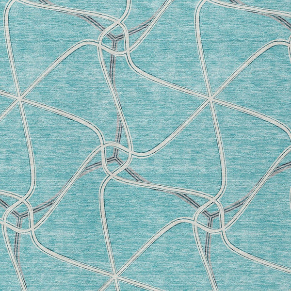 Homeroots 3' X 5' Stylish Geometric Washable Area Rug For Indoor And Outdoor Spaces – Durable & Versatile Teal Blue Polyester 612906