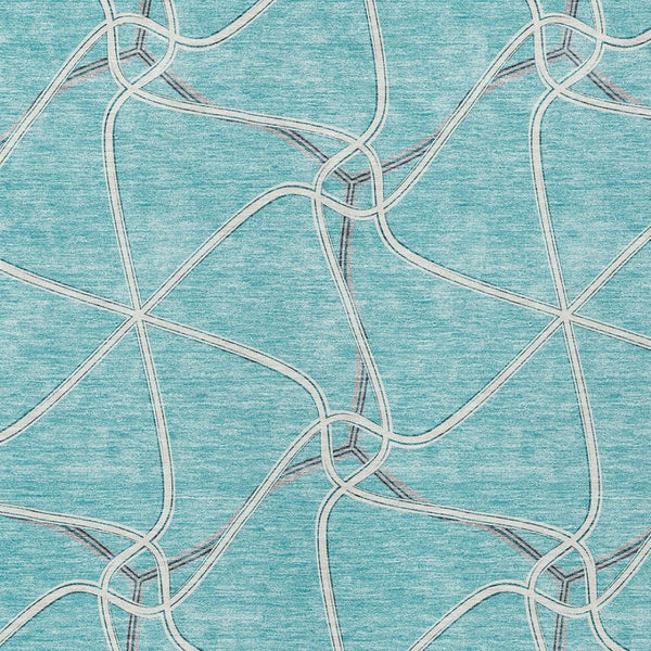 Homeroots 3' X 5' Stylish Geometric Washable Area Rug For Indoor And Outdoor Spaces – Durable & Versatile Teal Blue Polyester 612909