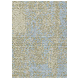 HomeRoots 5' Washable Beige and Blue Abstract Area Rug – Perfect for Indoor and Outdoor High-Traffic Spaces 5' X 8' 612912
