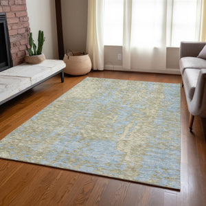 Homeroots 3' Abstract Washable Indoor Outdoor Rug - Durable, Stain Resistant, Versatile For Any Space! Beige Polyester 612912