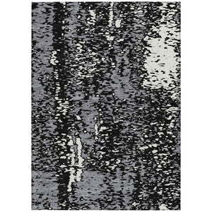 Homeroots 3' Abstract Washable Indoor Outdoor Rug - Durable, Stain Resistant, Versatile For Any Space! Black Polyester 612917