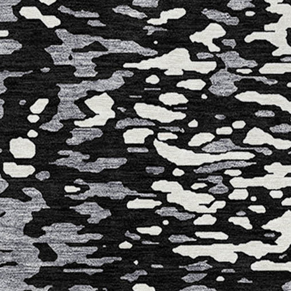 Homeroots 3' Abstract Washable Indoor Outdoor Rug - Durable, Stain Resistant, Versatile For Any Space! Black Polyester 612919