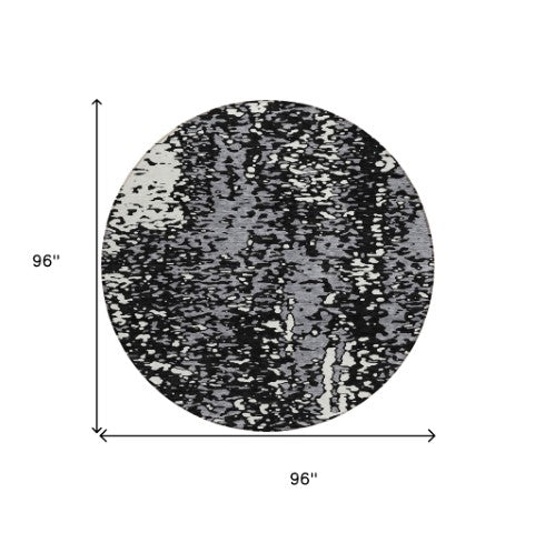 Homeroots 3' Abstract Washable Indoor Outdoor Rug - Durable, Stain Resistant, Versatile For Any Space! Black Polyester 612919