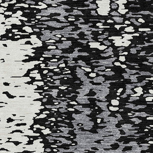 Homeroots 3' Abstract Washable Indoor Outdoor Rug - Durable, Stain Resistant, Versatile For Any Space! Black Polyester 612920