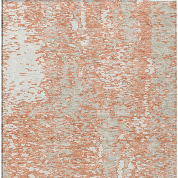 Homeroots 3' Abstract Washable Indoor Outdoor Rug - Durable, Stain Resistant, Versatile For Any Space! Coral Polyester 612923