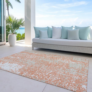 Homeroots 3' Abstract Washable Indoor Outdoor Rug - Durable, Stain Resistant, Versatile For Any Space! Coral Polyester 612924