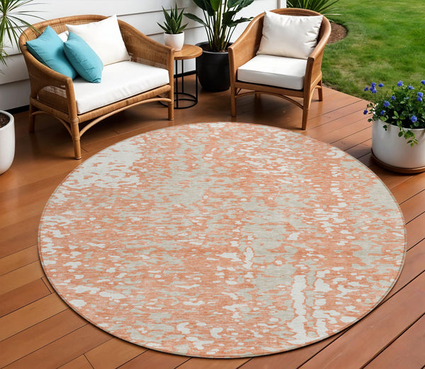 Homeroots 3' Abstract Washable Indoor Outdoor Rug - Durable, Stain Resistant, Versatile For Any Space! Coral Polyester 612925