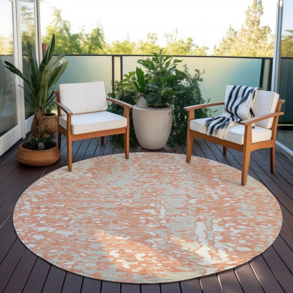Homeroots 3' Abstract Washable Indoor Outdoor Rug - Durable, Stain Resistant, Versatile For Any Space! Coral Polyester 612925