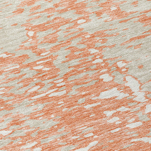 Homeroots 3' Abstract Washable Indoor Outdoor Rug - Durable, Stain Resistant, Versatile For Any Space! Coral Polyester 612925