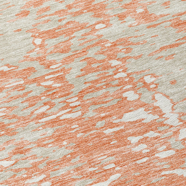 Homeroots 3' Abstract Washable Indoor Outdoor Rug - Durable, Stain Resistant, Versatile For Any Space! Coral Polyester 612925
