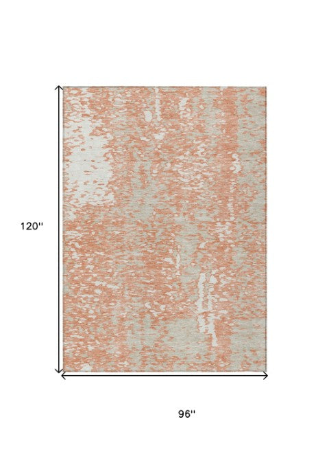 Homeroots 3' Abstract Washable Indoor Outdoor Rug - Durable, Stain Resistant, Versatile For Any Space! Coral Polyester 612926