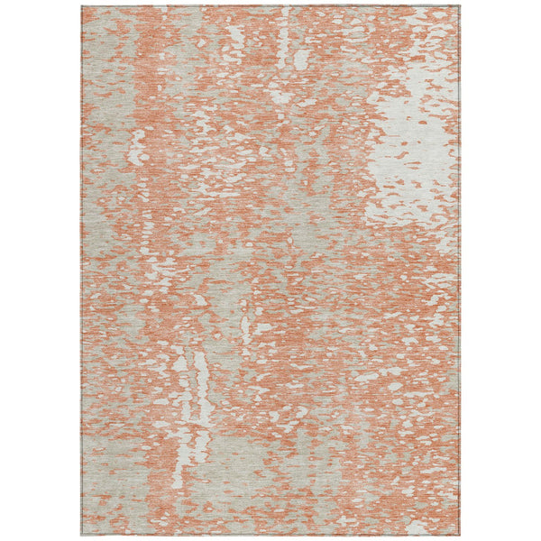 Homeroots 3' Abstract Washable Indoor Outdoor Rug - Durable, Stain Resistant, Versatile For Any Space! Coral Polyester 612926