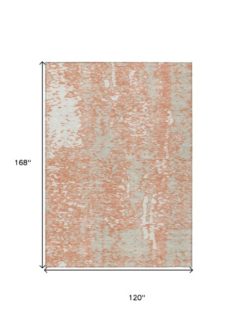 Homeroots 3' Abstract Washable Indoor Outdoor Rug - Durable, Stain Resistant, Versatile For Any Space! Coral Polyester 612928