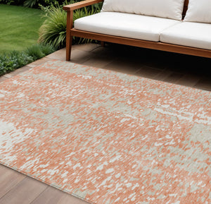 Homeroots 3' Abstract Washable Indoor Outdoor Rug - Durable, Stain Resistant, Versatile For Any Space! Coral Polyester 612928