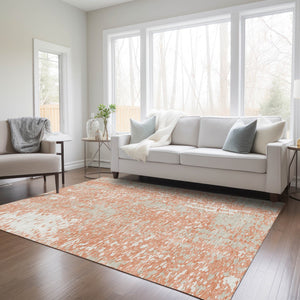 Homeroots 3' Abstract Washable Indoor Outdoor Rug - Durable, Stain Resistant, Versatile For Any Space! Coral Polyester 612928