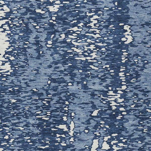 Homeroots 3' Abstract Washable Indoor Outdoor Rug - Durable, Stain Resistant, Versatile For Any Space! Denim Blue Polyester 612929