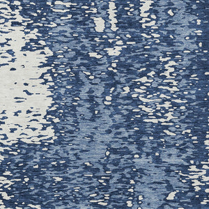 Homeroots 3' Abstract Washable Indoor Outdoor Rug - Durable, Stain Resistant, Versatile For Any Space! Denim Blue Polyester 612930