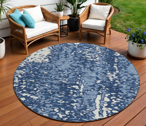 Homeroots 3' Abstract Washable Indoor Outdoor Rug - Durable, Stain Resistant, Versatile For Any Space! Denim Blue Polyester 612931