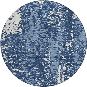 Homeroots 3' Abstract Washable Indoor Outdoor Rug - Durable, Stain Resistant, Versatile For Any Space! Denim Blue Polyester 612931