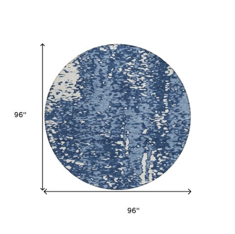 Homeroots 3' Abstract Washable Indoor Outdoor Rug - Durable, Stain Resistant, Versatile For Any Space! Denim Blue Polyester 612931