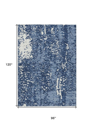 Homeroots 3' Abstract Washable Indoor Outdoor Rug - Durable, Stain Resistant, Versatile For Any Space! Denim Blue Polyester 612932