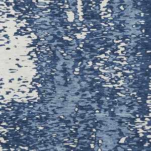 Homeroots 3' Abstract Washable Indoor Outdoor Rug - Durable, Stain Resistant, Versatile For Any Space! Denim Blue Polyester 612932