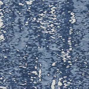 Homeroots 3' Abstract Washable Indoor Outdoor Rug - Durable, Stain Resistant, Versatile For Any Space! Denim Blue Polyester 612934