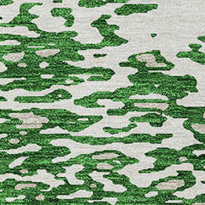 Homeroots 3' Abstract Washable Indoor Outdoor Rug - Durable, Stain Resistant, Versatile For Any Space! Emerald Polyester 612935