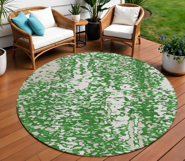 Homeroots 3' Abstract Washable Indoor Outdoor Rug - Durable, Stain Resistant, Versatile For Any Space! Emerald Polyester 612937