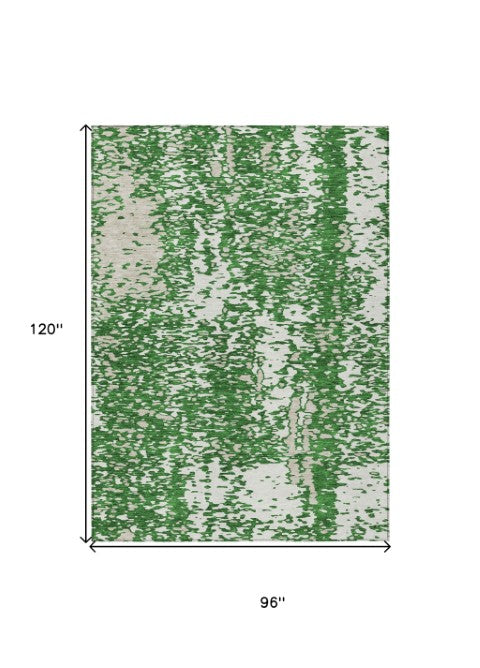 Homeroots 3' Abstract Washable Indoor Outdoor Rug - Durable, Stain Resistant, Versatile For Any Space! Emerald Polyester 612938
