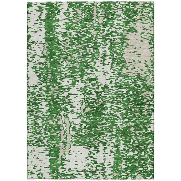 Homeroots 3' Abstract Washable Indoor Outdoor Rug - Durable, Stain Resistant, Versatile For Any Space! Emerald Polyester 612940