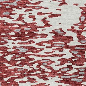 Homeroots 3' Abstract Washable Indoor Outdoor Rug - Durable, Stain Resistant, Versatile For Any Space! Burgundy Polyester 612941