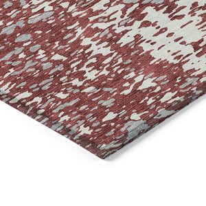 Homeroots 3' Abstract Washable Indoor Outdoor Rug - Durable, Stain Resistant, Versatile For Any Space! Burgundy Polyester 612941