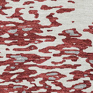 Homeroots 3' Abstract Washable Indoor Outdoor Rug - Durable, Stain Resistant, Versatile For Any Space! Burgundy Polyester 612941