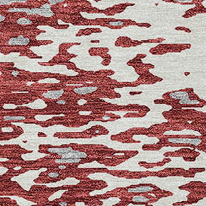 Homeroots 3' Abstract Washable Indoor Outdoor Rug - Durable, Stain Resistant, Versatile For Any Space! Burgundy Polyester 612942