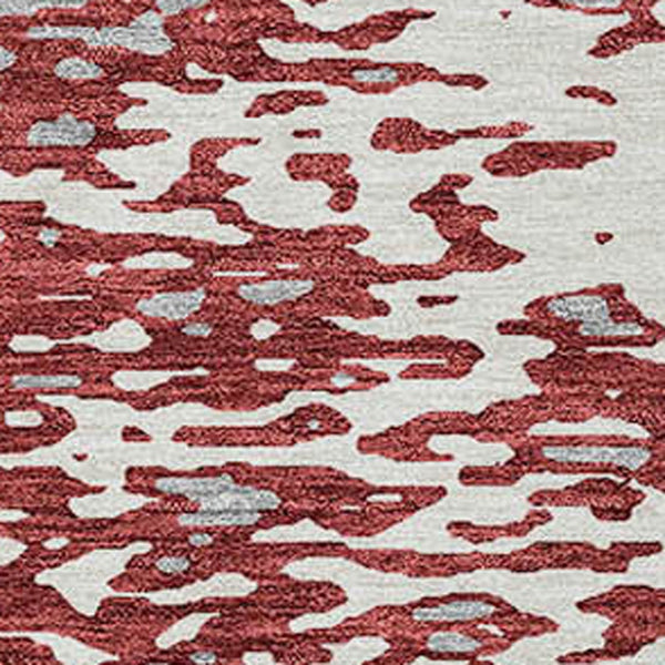 Homeroots 3' Abstract Washable Indoor Outdoor Rug - Durable, Stain Resistant, Versatile For Any Space! Burgundy Polyester 612942