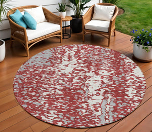 Homeroots 3' Abstract Washable Indoor Outdoor Rug - Durable, Stain Resistant, Versatile For Any Space! Burgundy Polyester 612943