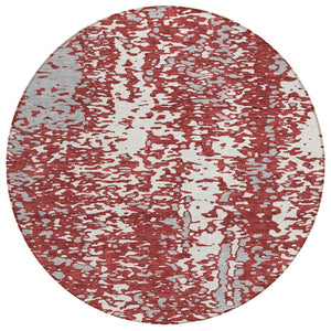 HomeRoots 5' Contemporary Burgundy and Ivory Abstract Area Rug – Durable, Washable, Stylish for Indoor and Outdoor Spaces 8' Round 612943