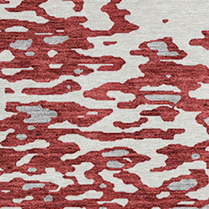 Homeroots 3' Abstract Washable Indoor Outdoor Rug - Durable, Stain Resistant, Versatile For Any Space! Burgundy Polyester 612943