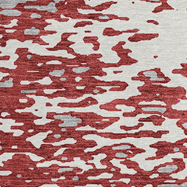 Homeroots 3' Abstract Washable Indoor Outdoor Rug - Durable, Stain Resistant, Versatile For Any Space! Burgundy Polyester 612943