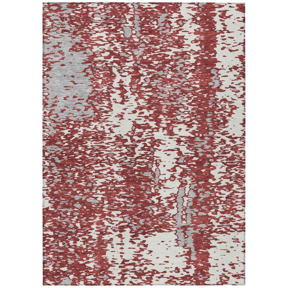 HomeRoots 5' Contemporary Burgundy and Ivory Abstract Area Rug – Durable, Washable, Stylish for Indoor and Outdoor Spaces 8' X 10' 612944