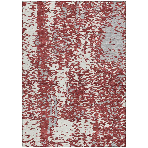 Homeroots 3' Abstract Washable Indoor Outdoor Rug - Durable, Stain Resistant, Versatile For Any Space! Burgundy Polyester 612946