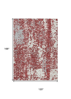 Homeroots 3' Abstract Washable Indoor Outdoor Rug - Durable, Stain Resistant, Versatile For Any Space! Burgundy Polyester 612946