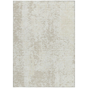 Homeroots 3' Abstract Washable Indoor Outdoor Rug - Durable, Stain Resistant, Versatile For Any Space! Ivory Polyester 612948