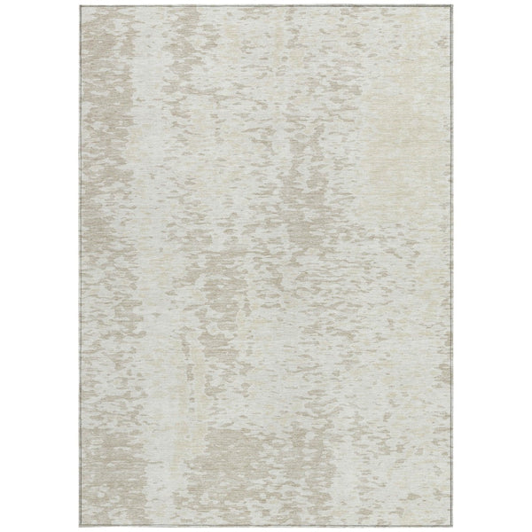 Homeroots 3' Abstract Washable Indoor Outdoor Rug - Durable, Stain Resistant, Versatile For Any Space! Ivory Polyester 612948