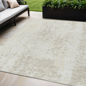 Homeroots 3' Abstract Washable Indoor Outdoor Rug - Durable, Stain Resistant, Versatile For Any Space! Ivory Polyester 612948