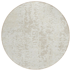 HomeRoots 5' Stylish Ivory and Beige Abstract Washable Area Rug for Indoor and Outdoor High-Traffic Spaces 8' Round 612949