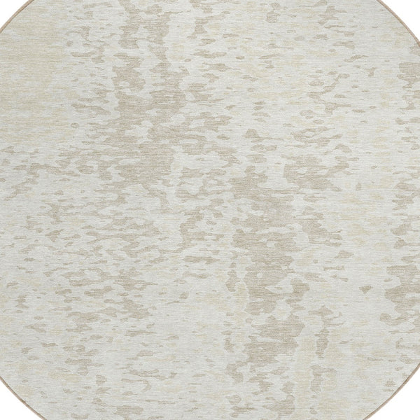 Homeroots 3' Abstract Washable Indoor Outdoor Rug - Durable, Stain Resistant, Versatile For Any Space! Ivory Polyester 612949